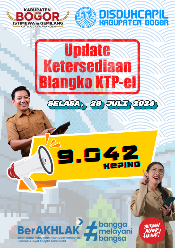 Informasi Ketersediaan Blanko KTP-el pertanggal 28 Juli 2026